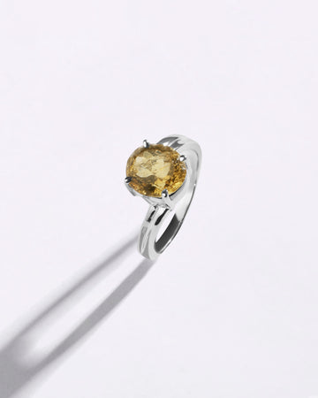 Promise Golden Topaz (Sunahara Pukhraj) Ring in 925 Sterling Silver - Urja