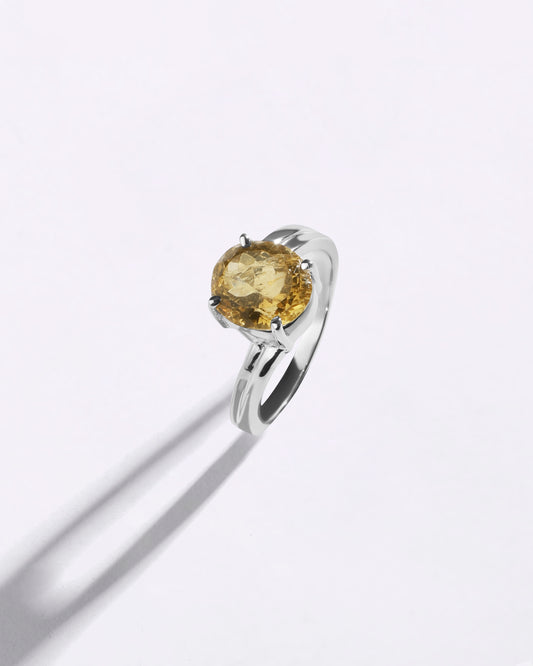 Promise Golden Topaz (Sunahara Pukhraj) Ring in 925 Sterling Silver - Urja