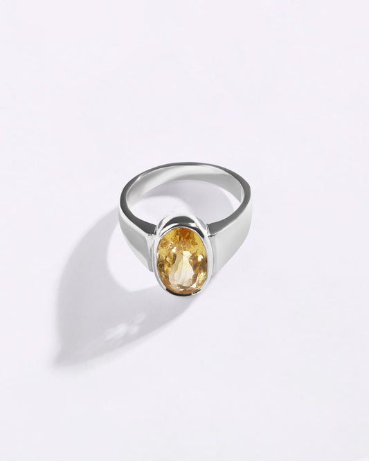 Heirloom Golden Topaz (Sunahara Pukhraj) Ring in 925 Sterling Silver - Shakti