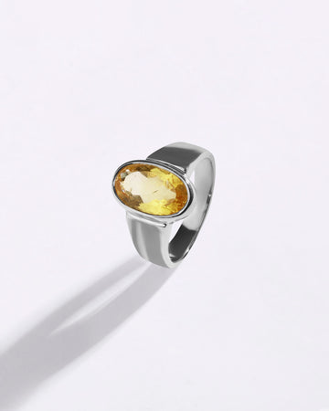 Heirloom Golden Topaz (Sunahara Pukhraj) Ring in 925 Sterling Silver - Shakti