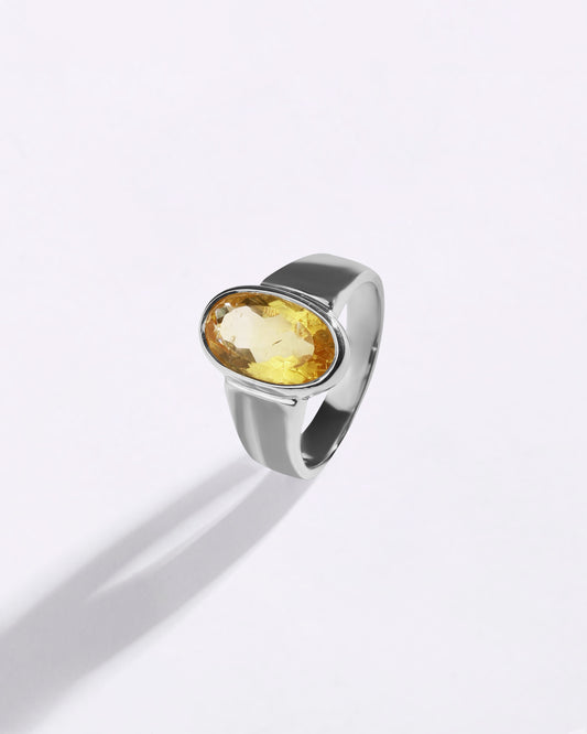 Heirloom Golden Topaz (Sunahara Pukhraj) Ring in 925 Sterling Silver - Shakti