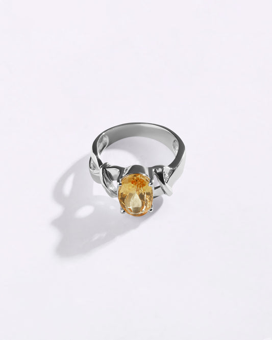Unique Golden Topaz (Sunahara Pukhraj) Ring in 925 Sterling Silver - Urja