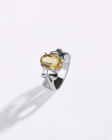 Unique Golden Topaz (Sunahara Pukhraj) Ring in 925 Sterling Silver - Urja