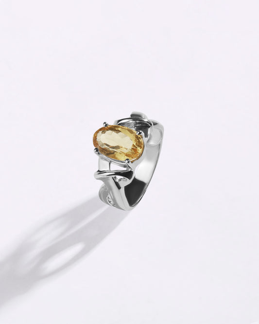 Unique Golden Topaz (Sunahara Pukhraj) Ring in 925 Sterling Silver - Urja