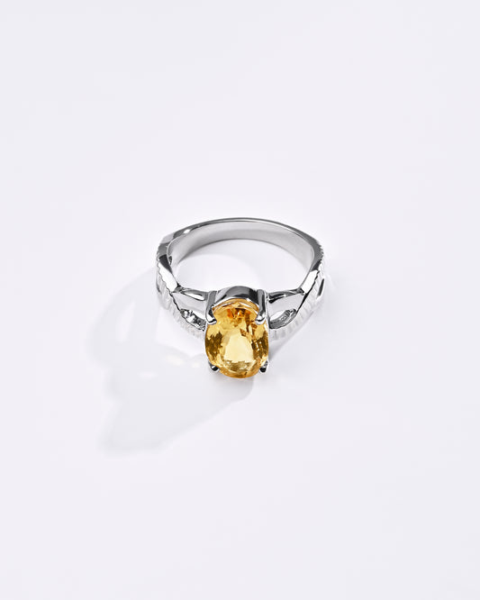 Celestial Golden Topaz (Sunahara Pukhraj) Ring in 925 Sterling Silver - Urja