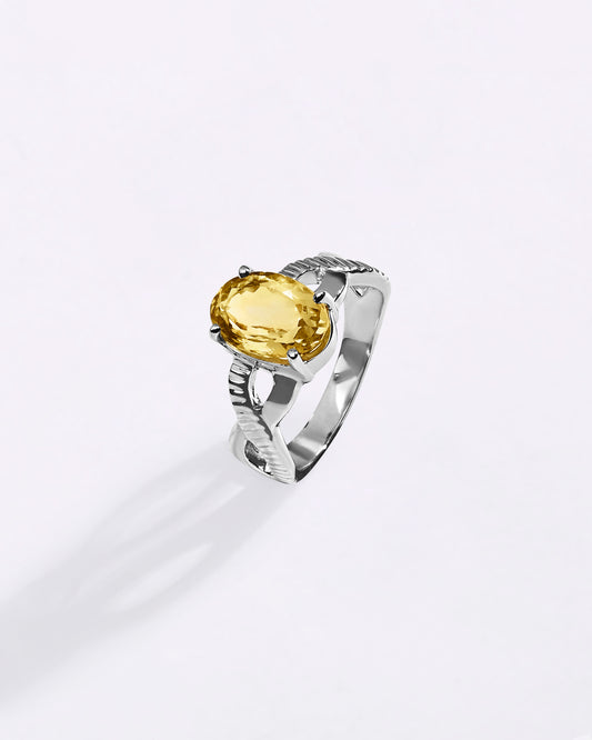 Celestial Golden Topaz (Sunahara Pukhraj) Ring in 925 Sterling Silver - Urja