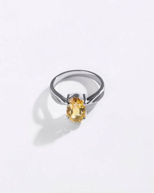 Grace Golden Topaz (Sunahara Pukhraj) Ring in 925 Sterling Silver - Urja