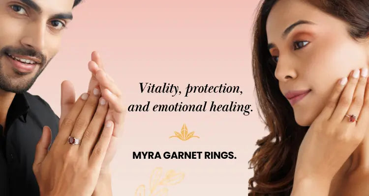 Myra Garnet Silver Rings for Men and Women