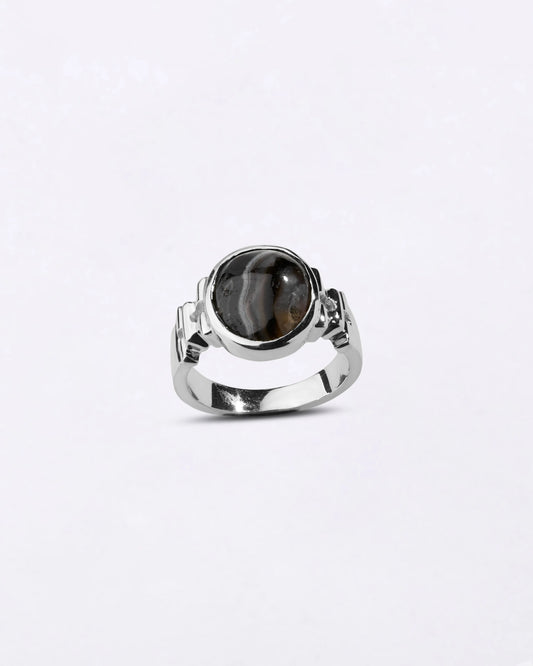 Exotic Hakik (Agate) Ring in 925 Sterling Silver - Shakti