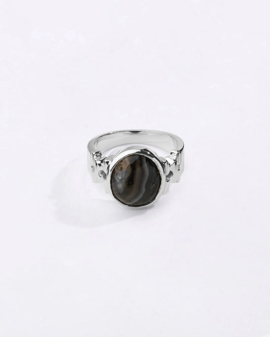 Exotic Hakik (Agate) Ring in 925 Sterling Silver - Shakti