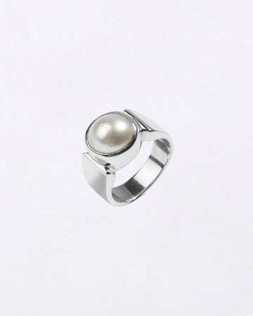Heirloom Pearl (Moti) Ring in 925 Silver - Round Shakti