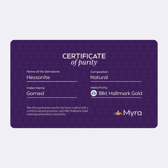 Certificate of Purity of Hessonite 18K Hallmark Gold