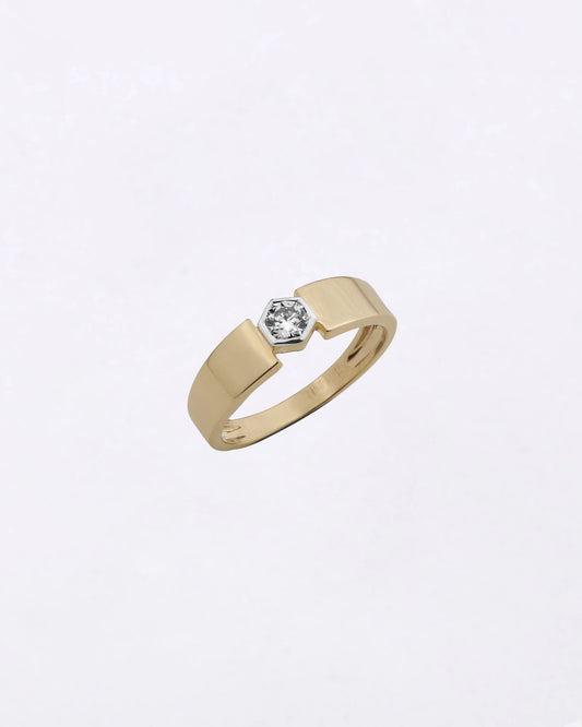 Hexagon Diamond Ring in Gold