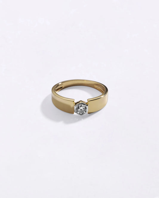 Hexagon Diamond Ring in Gold