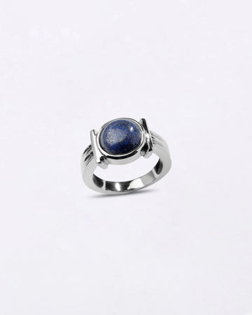 Deluxe Lapis Lazuli (Lajward) Ring in 925 Sterling Silver - Round Shakti