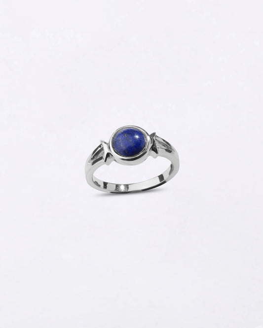 Exclusive Lapis Lazuli (Lajward) Ring in 925 Sterling Silver - Round Shakti