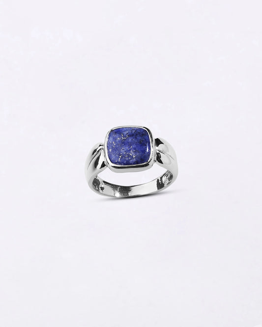 Eternal Lapis Lazuli (Lajward) Ring in 925 Sterling Silver - Cushion Shakti
