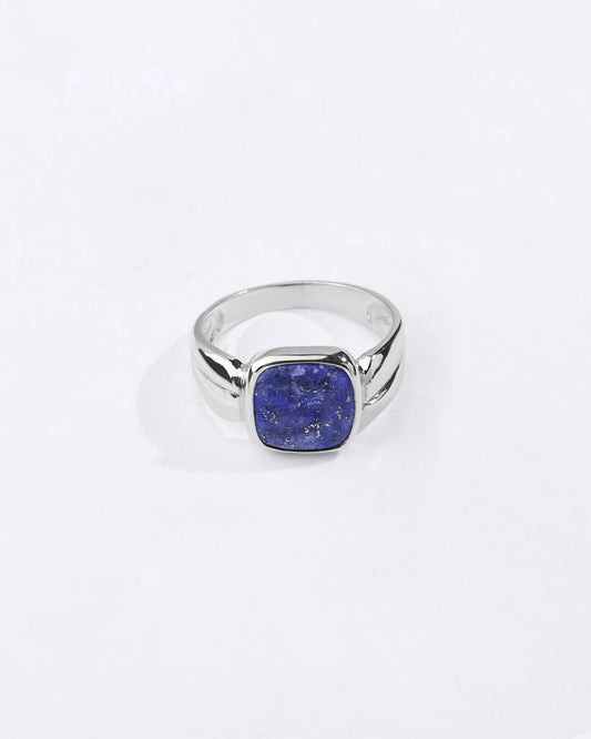 Eternal Lapis Lazuli (Lajward) Ring in 925 Sterling Silver - Cushion Shakti
