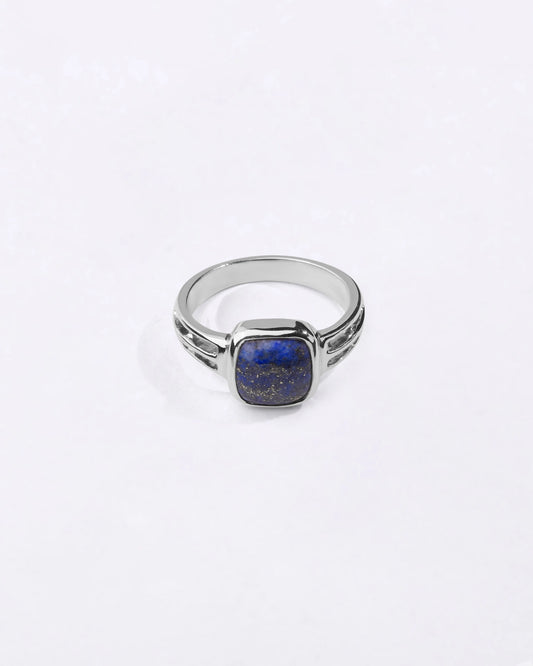 Luxe Lapis Lazuli (Lajward) Ring in 925 Sterling Silver - Cushion Shakti
