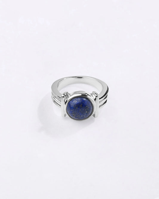 Deluxe Lapis Lazuli (Lajward) Ring in 925 Sterling Silver - Round Shakti