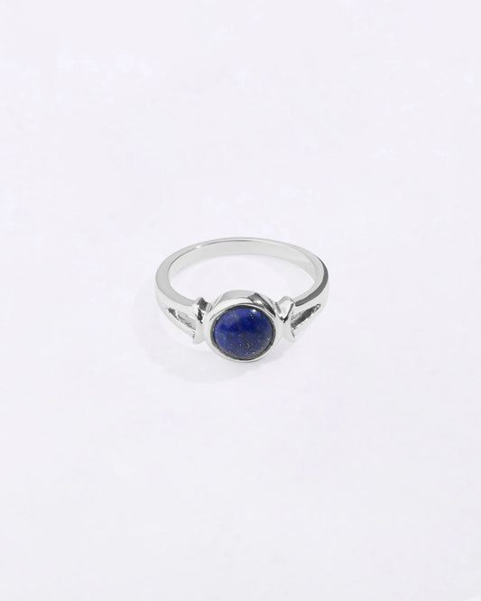Exclusive Lapis Lazuli (Lajward) Ring in 925 Sterling Silver - Round Shakti