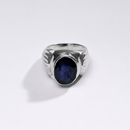 Premium Blue Sapphire (Neelam) Ring in 925 Silver - #1238B - Myra