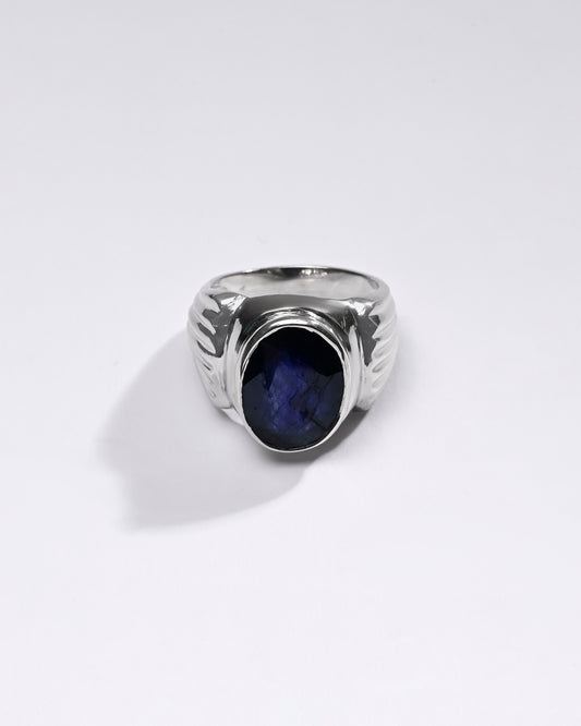 Premium Blue Sapphire (Neelam) Ring in 925 Silver - #1238B - Myra