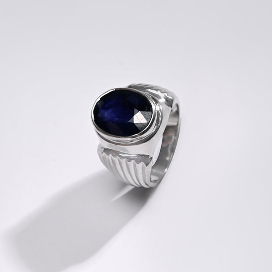 Premium Blue Sapphire (Neelam) Ring in 925 Silver - #1238B - Myra