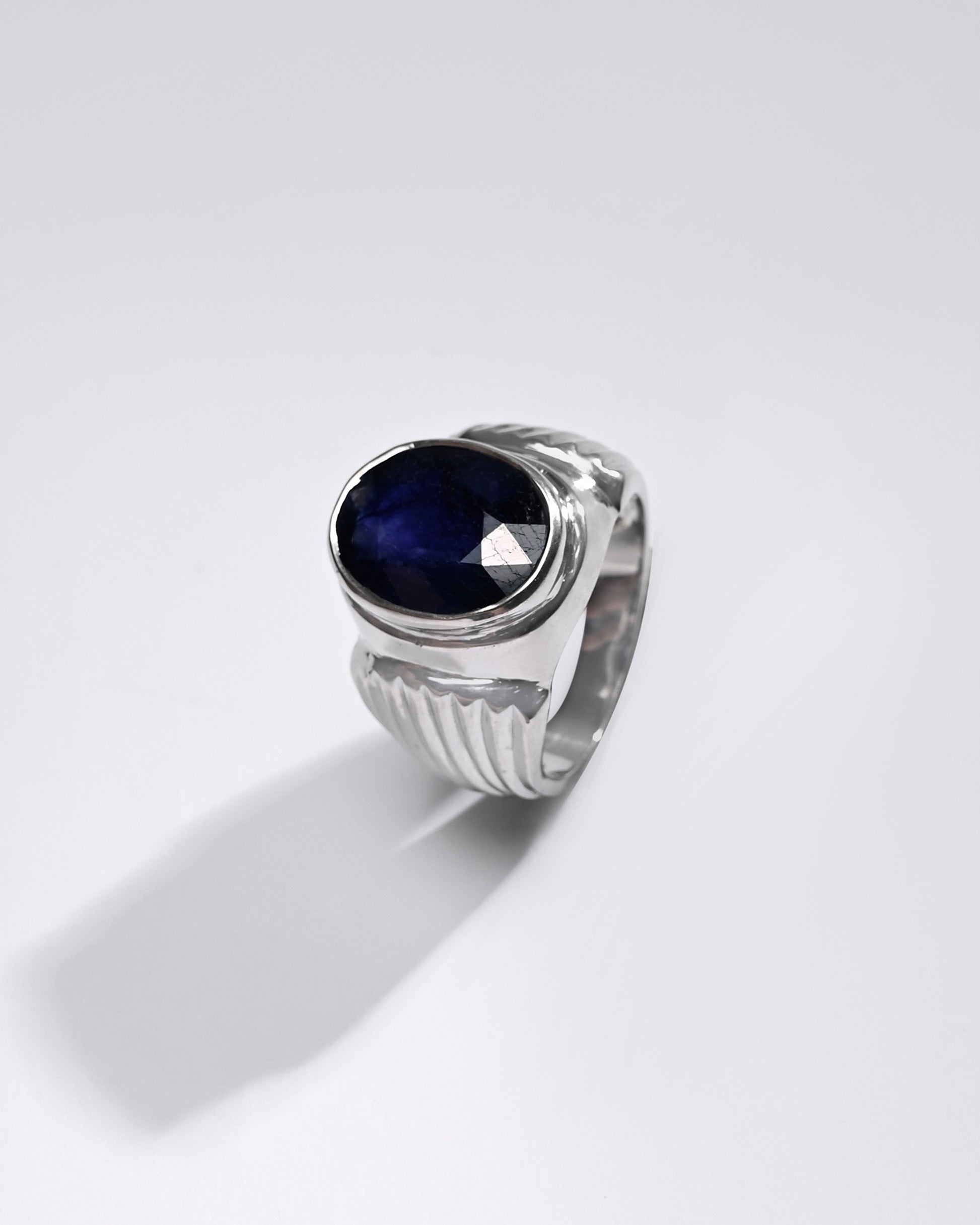 Premium Blue Sapphire (Neelam) Ring in 925 Silver - #1238B - Myra