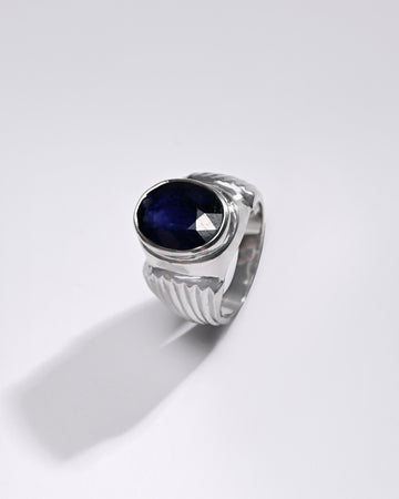 Premium Blue Sapphire (Neelam) Ring in 925 Silver - #1238B - Myra