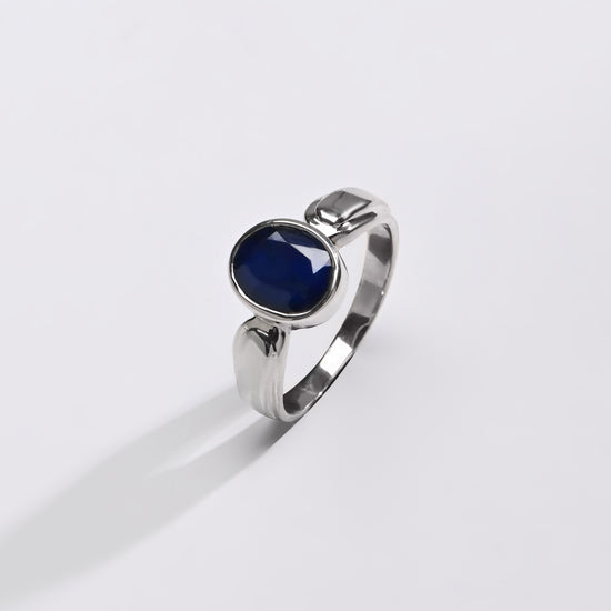 Certified Blue Sapphire (Neelam) Ring – 925 Silver - 1101B - Myra