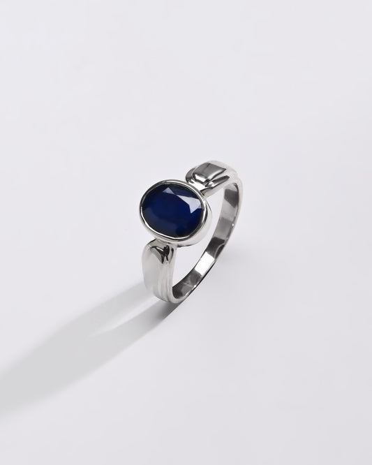 Certified Blue Sapphire (Neelam) Ring – 925 Silver - 1101B - Myra