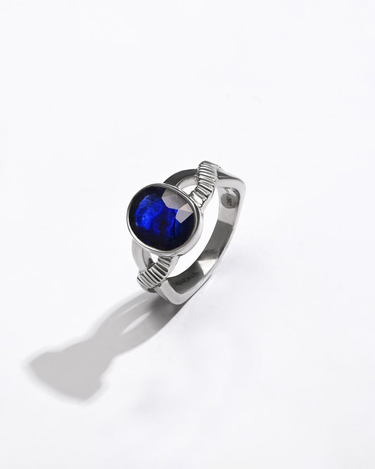 Elegant Blue Sapphire (Neelam) Ring – 925 Silver - 1104B - Myra