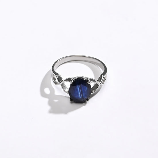 Bold Blue Sapphire (Neelam) Ring – 925 Silver - 1105N4 - Myra