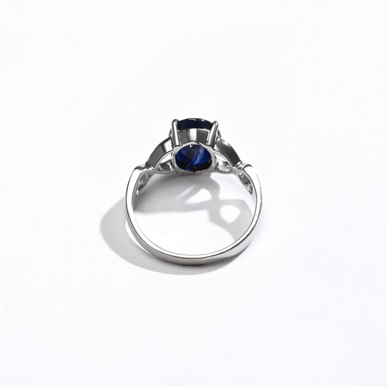 Bold Blue Sapphire (Neelam) Ring – 925 Silver - 1105N4 - Myra