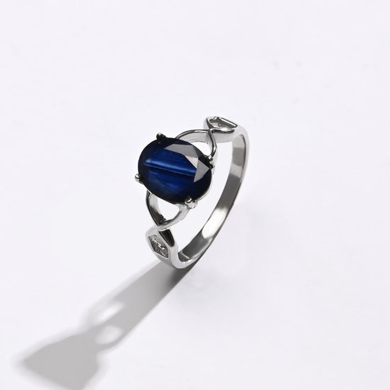 Bold Blue Sapphire (Neelam) Ring – 925 Silver - 1105N4 - Myra