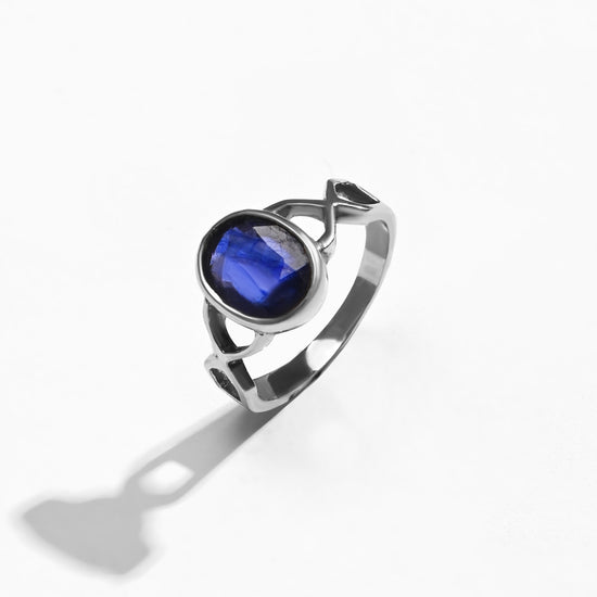 Natural Blue Sapphire (Neelam) Ring – 925 Silver - 1105B - Myra