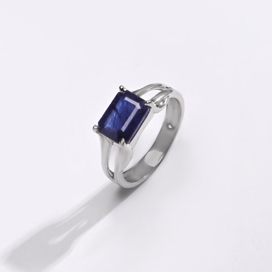 Bold Blue Sapphire (Neelam) Ring – 925 Silver - 1106N4 Re - Myra