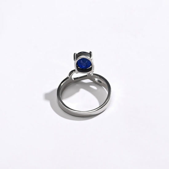 Authentic Blue Sapphire (Neelam) Ring in 925 Silver – #1110N4 - Myra