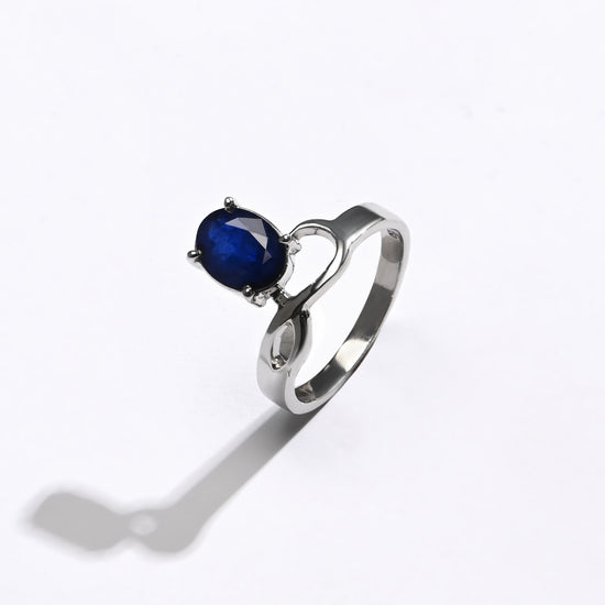 Authentic Blue Sapphire (Neelam) Ring in 925 Silver – #1110N4 - Myra