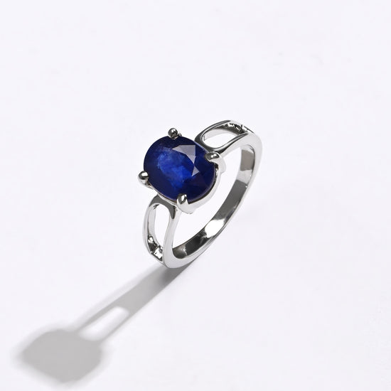 Refined Blue Sapphire (Neelam) Ring – 925 Silver - 1112N4 - Myra