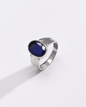 Elegant Blue Sapphire (Neelam) Ring – 925 Silver - 1111B - Myra