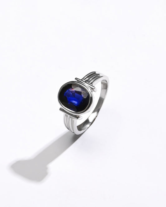 Natural Blue Sapphire (Neelam) Ring – 925 Silver - #1134B - Myra