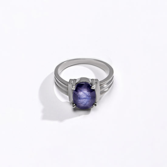 Royal Blue Sapphire (Neelam) Ring in 925 Silver - #1134N4 - Myra