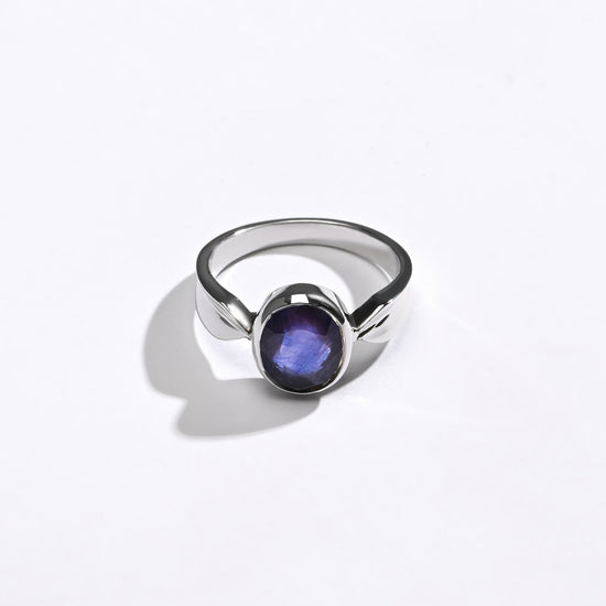 925 Silver Blue Sapphire (Neelam) Ring - 1136B - Myra