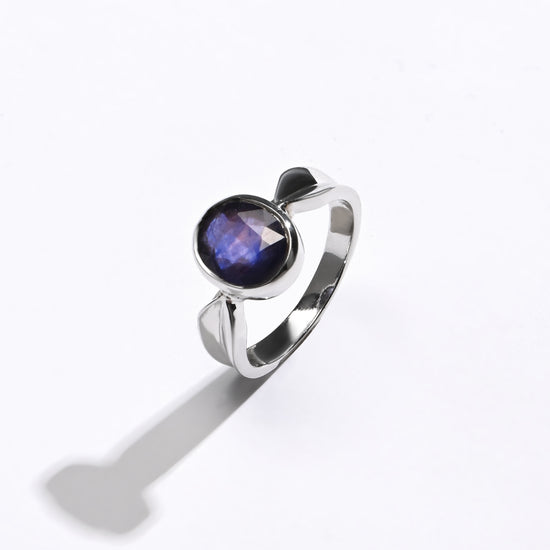 925 Silver Blue Sapphire (Neelam) Ring - 1136B - Myra