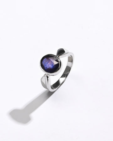 925 Silver Blue Sapphire (Neelam) Ring - 1136B - Myra