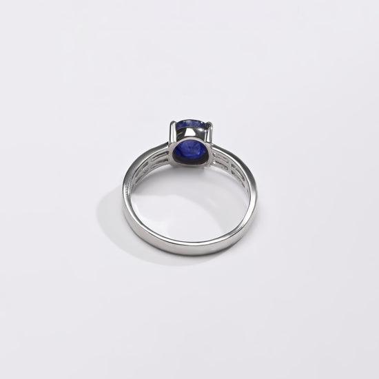 Luxe Blue Sapphire (Neelam) Ring – 925 Silver - 1142N4 - Myra