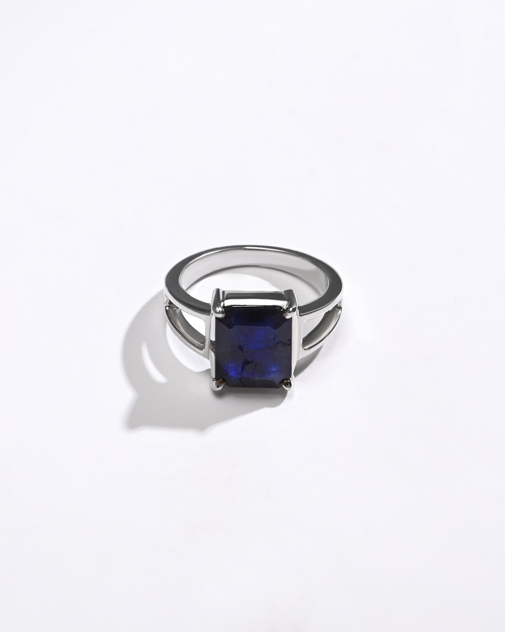 Blue Sapphire (Neelam) Ring – Rich Hue, 925 Silver - 1150N4 Sq - Myra