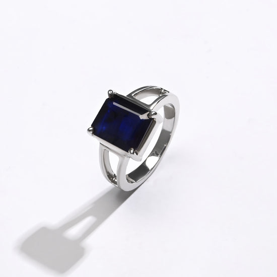 Blue Sapphire (Neelam) Ring – Rich Hue, 925 Silver - 1150N4 Sq - Myra